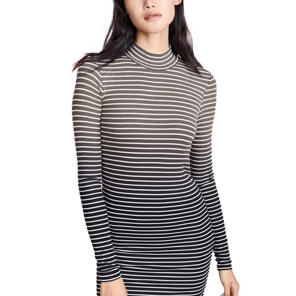 ATM Anthony Thomas Meililo Dip Dye Stripe Dress in Black Combo Medium - Picture 1 of 6